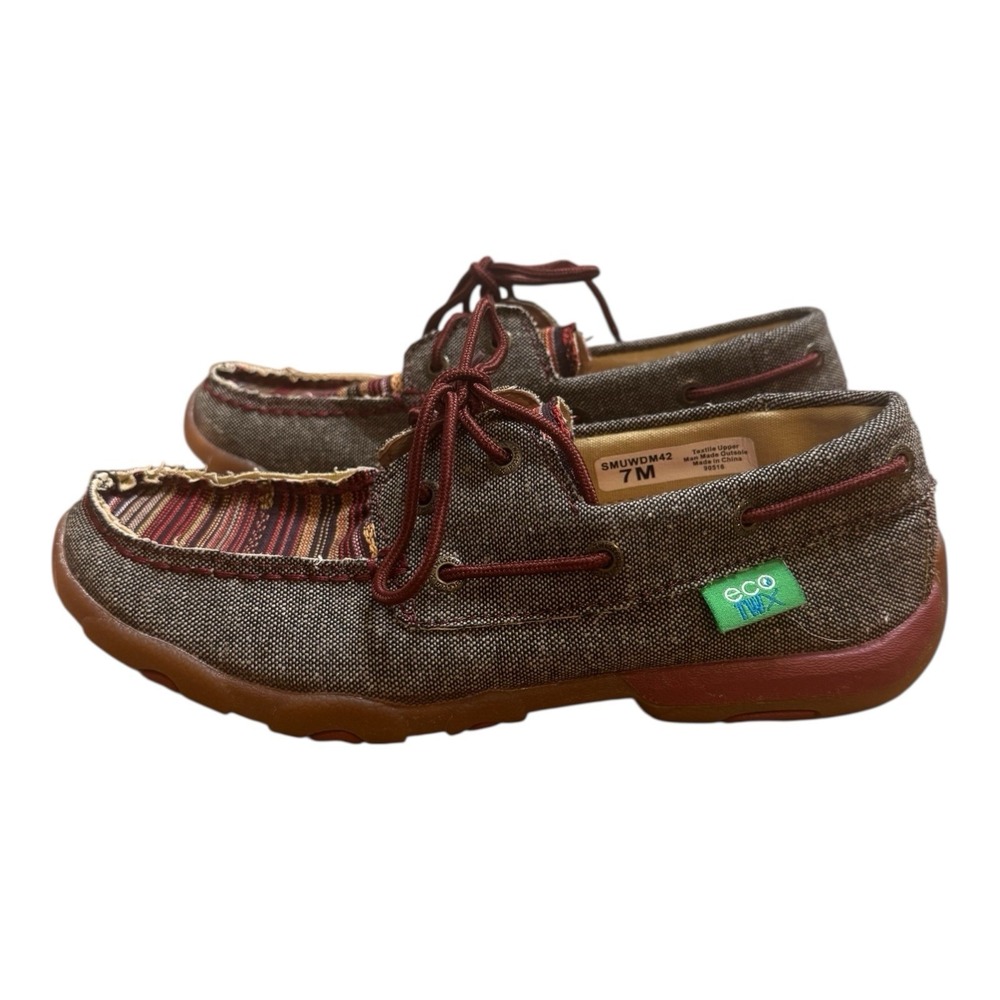 Twisted X Eco TWX Women's Size 7 Moccasins Driving Shoes‎ Gray Red Slip On - Picture 3 of 8